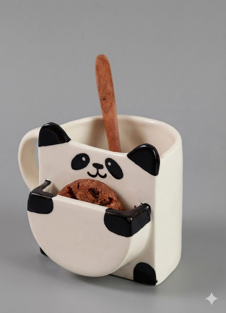 Cute Panda Coffee Mug with Biscuit Pocket